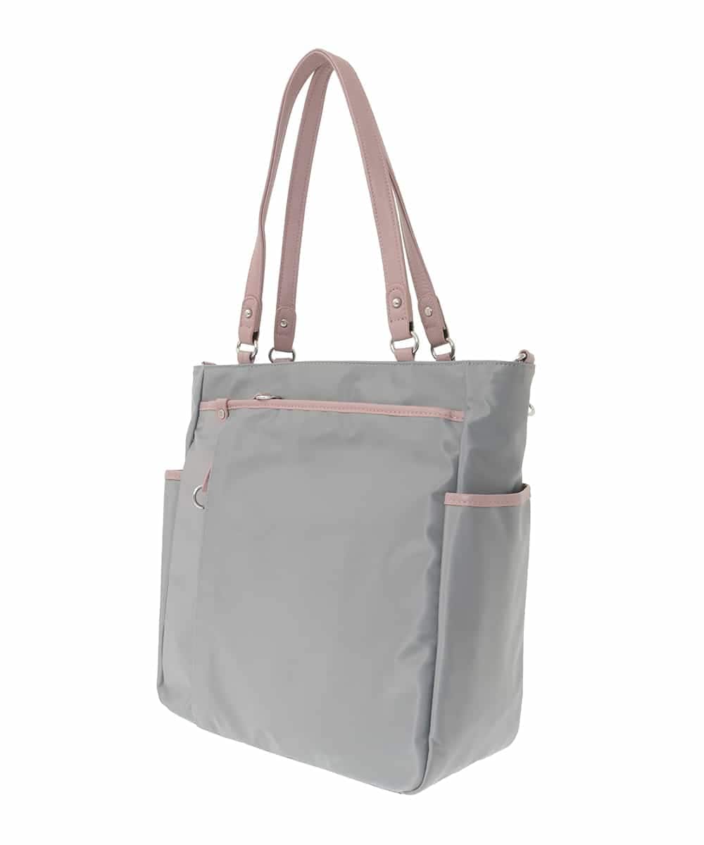 BPRJA84190 MK MICHEL KLEIN BAG(MK ミッシェルクラン バッグ) [2WAY]レザーパイピングナイロンスクエアトートバッグ グレー