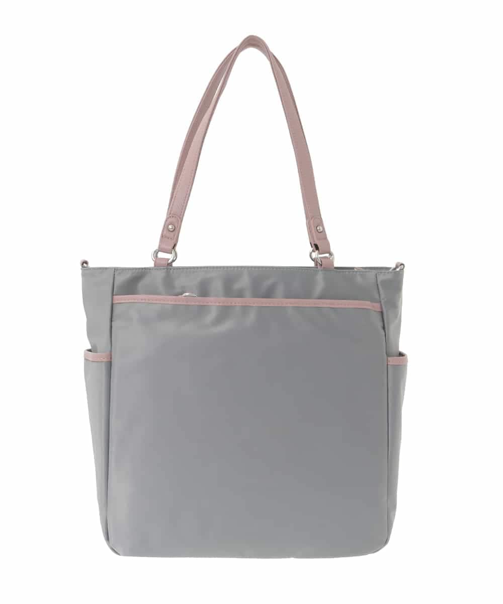 BPRJA84190 MK MICHEL KLEIN BAG(MK ミッシェルクラン バッグ) [2WAY]レザーパイピングナイロンスクエアトートバッグ グレー