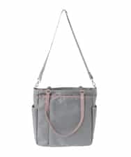 BPRJA84190 MK MICHEL KLEIN BAG(MK ミッシェルクラン バッグ) [2WAY]レザーパイピングナイロンスクエアトートバッグ グレー