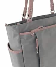 BPRJA84190 MK MICHEL KLEIN BAG(MK ミッシェルクラン バッグ) [2WAY]レザーパイピングナイロンスクエアトートバッグ グレー