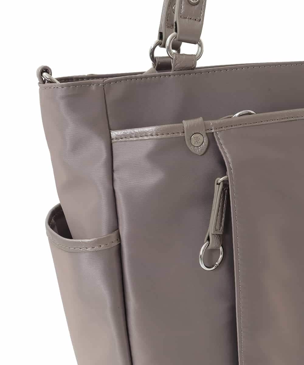 BPRJA84190 MK MICHEL KLEIN BAG(MK ミッシェルクラン バッグ) [2WAY]レザーパイピングナイロンスクエアトートバッグ グレー