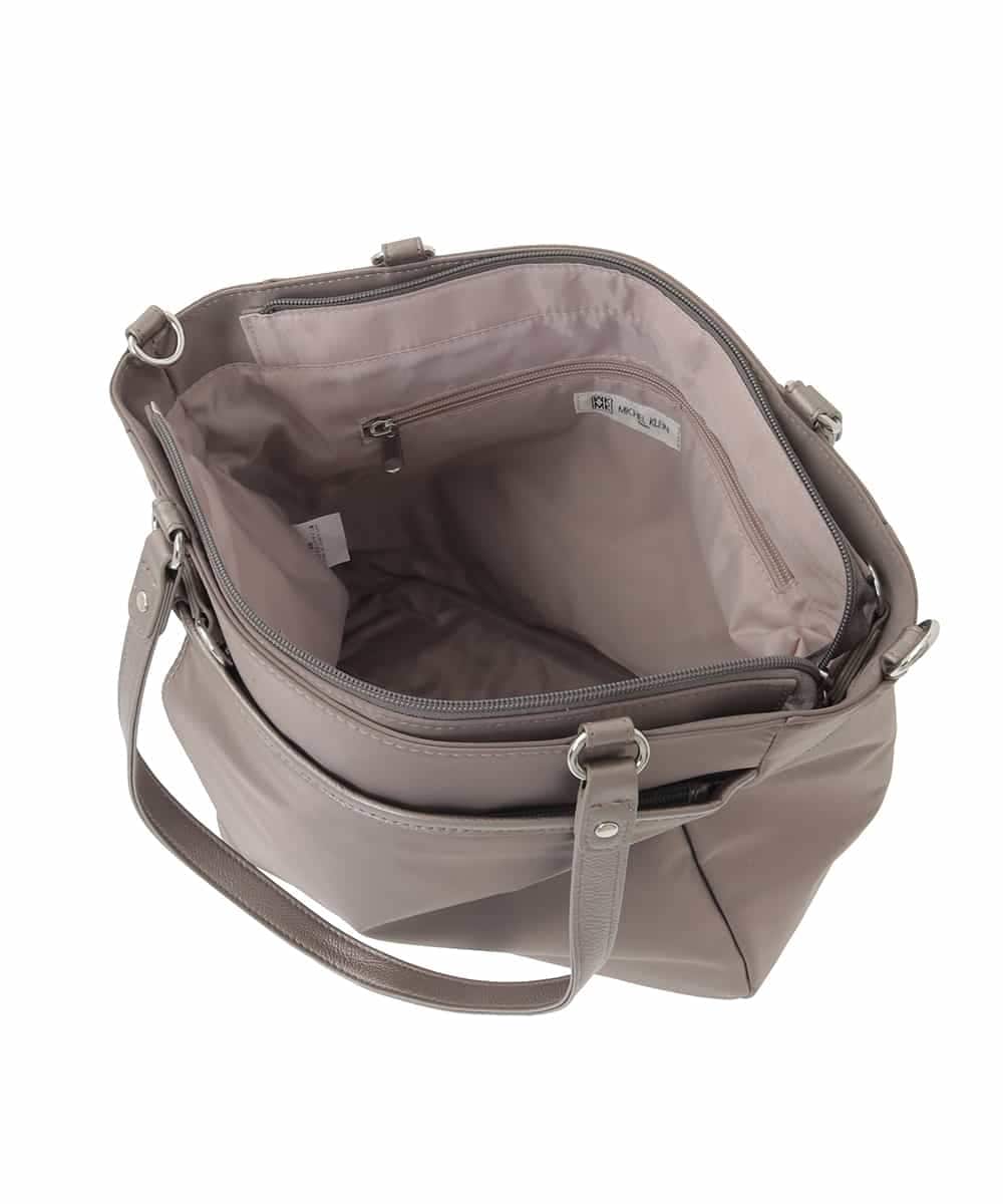 BPRJA84190 MK MICHEL KLEIN BAG(MK ミッシェルクラン バッグ) [2WAY]レザーパイピングナイロンスクエアトートバッグ グレー