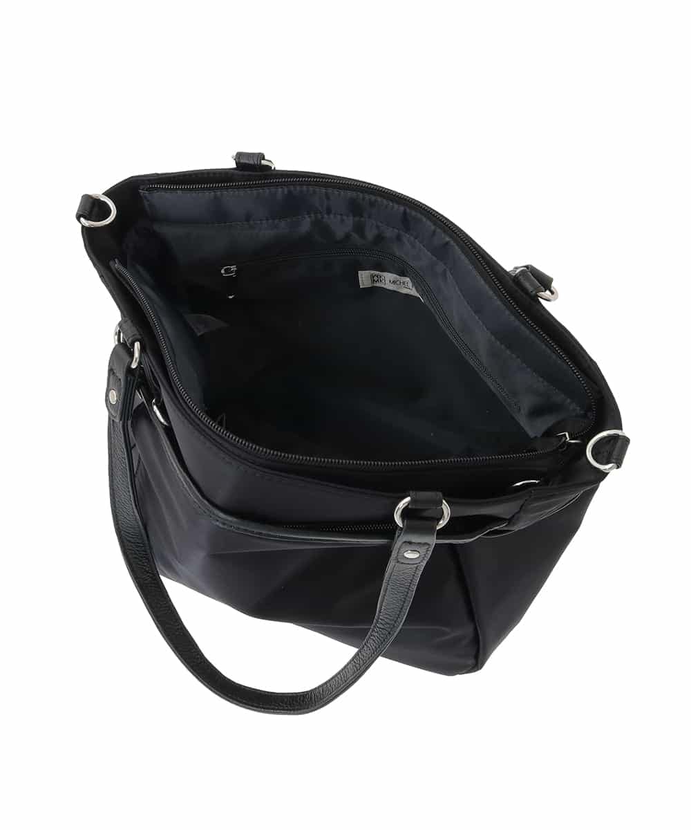 BPRJA84190 MK MICHEL KLEIN BAG(MK ミッシェルクラン バッグ) [2WAY]レザーパイピングナイロンスクエアトートバッグ グレー