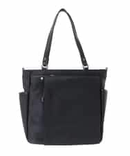 BPRJA84190 MK MICHEL KLEIN BAG(MK ミッシェルクラン バッグ) [2WAY]レザーパイピングナイロンスクエアトートバッグ ブラック