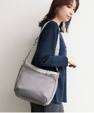 BPRJD23160 MK MICHEL KLEIN BAG(MK ミッシェルクラン バッグ) [撥水/軽量]ラウンドデザインレザーナイロンショルダー グレー