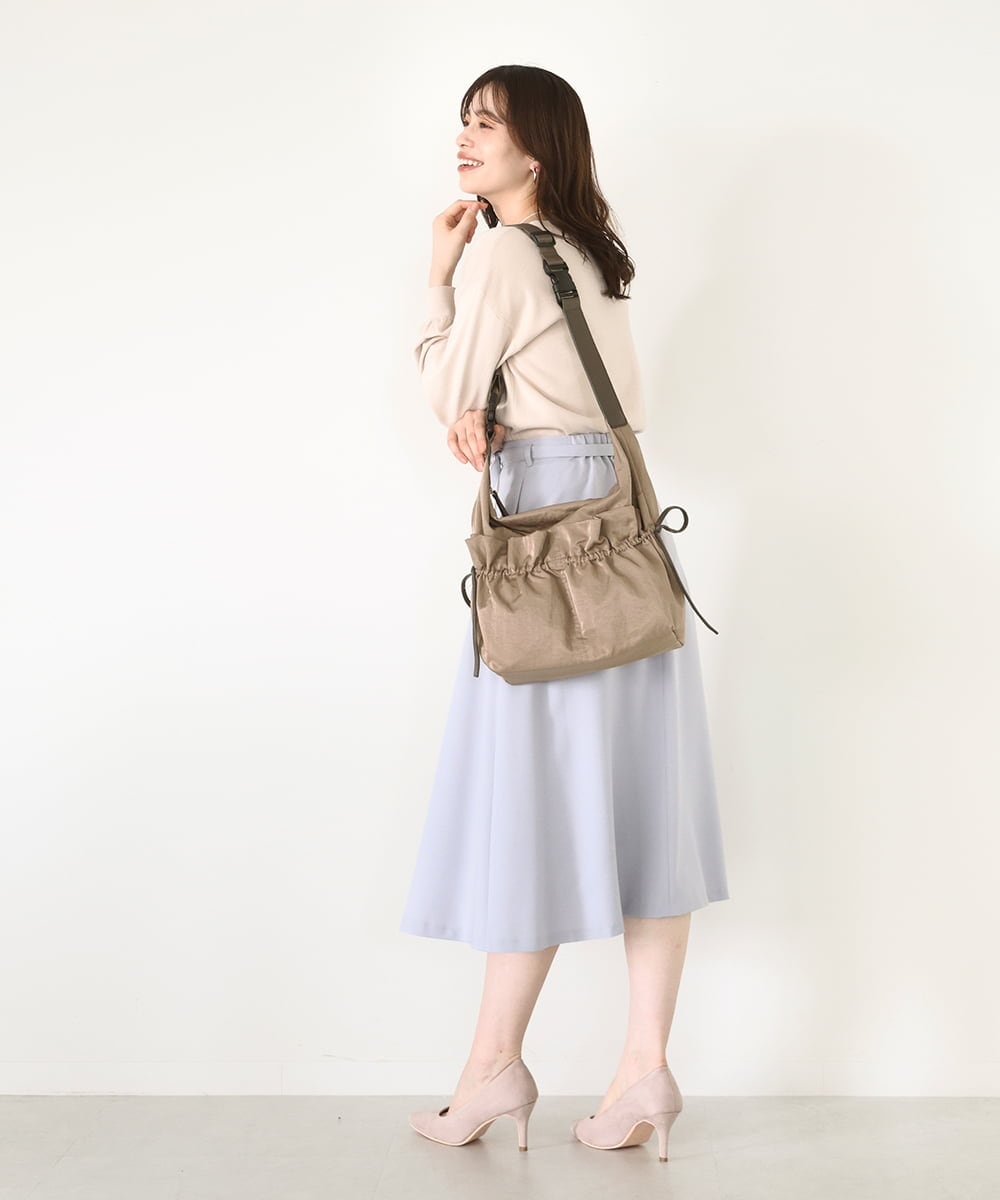 BPRLA92150 MK MICHEL KLEIN BAG(MK ミッシェルクラン バッグ) [A4収納可]ギャザーポケットナイロンバッグ ベージュ