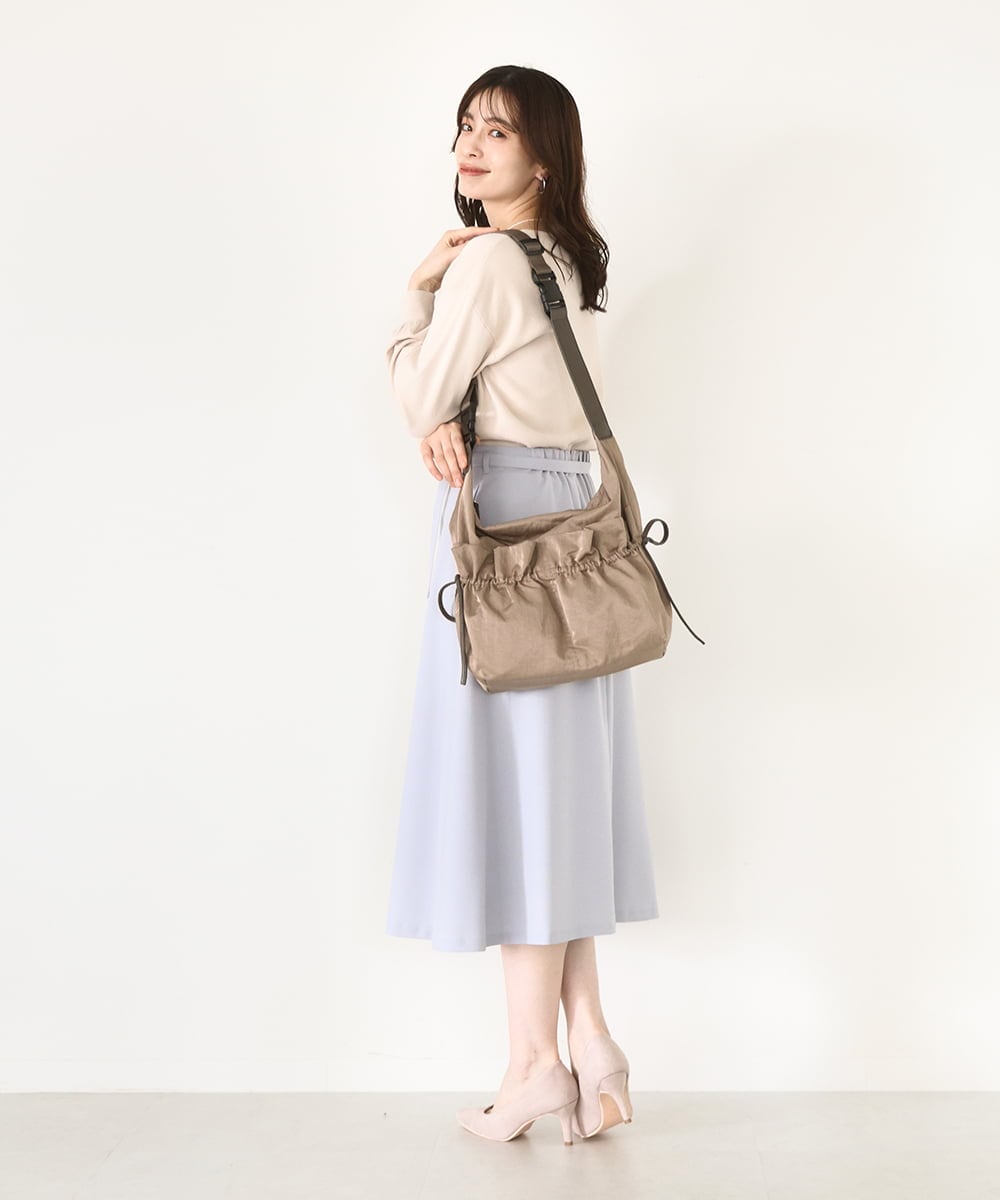 BPRLA92150 MK MICHEL KLEIN BAG(MK ミッシェルクラン バッグ) [A4収納可]ギャザーポケットナイロンバッグ ベージュ