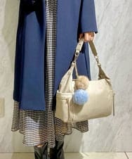BPSAV82048 MK MICHEL KLEIN BAG(MK ミッシェルクラン バッグ) ダブルファークローバーチャーム ベージュ