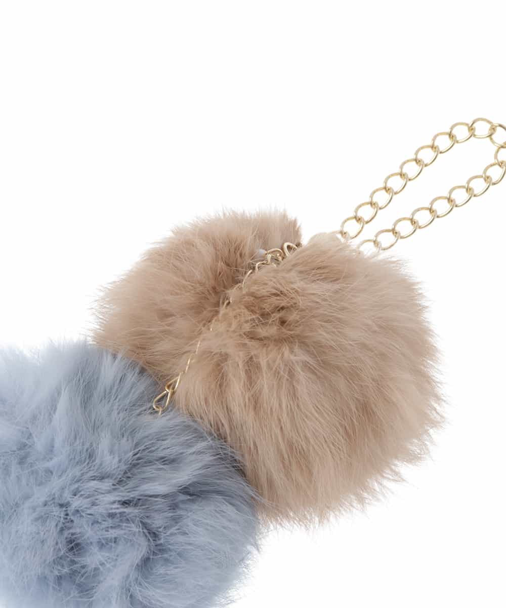 BPSAV82048 MK MICHEL KLEIN BAG(MK ミッシェルクラン バッグ) ダブルファークローバーチャーム ベージュ
