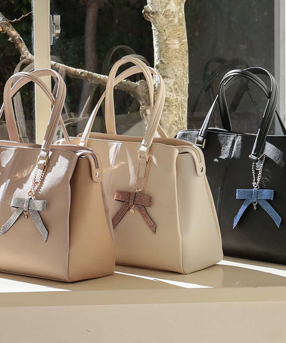 BPSED02038 MK MICHEL KLEIN BAG(MK ミッシェルクラン バッグ) キラキラリボンチャーム ライトブルー