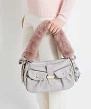 BPSJE11045 MK MICHEL KLEIN BAG(MK ミッシェルクラン バッグ) フェイクファーアレンジ持ち手 ベージュ