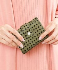 BPYES27130 MK MICHEL KLEIN BAG(MK ミッシェルクラン バッグ) ホースヘア ドット柄三つ折り財布 カーキ