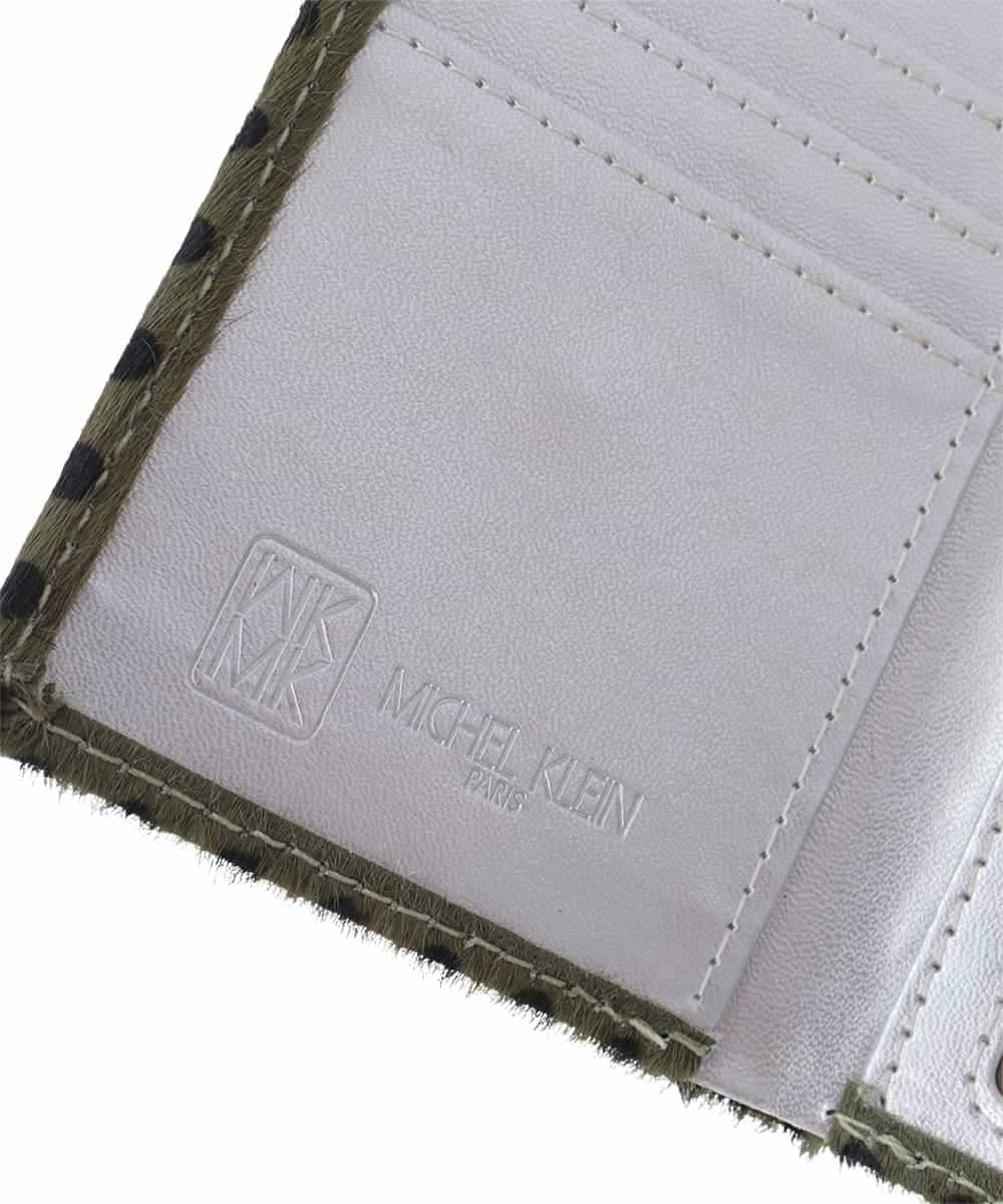 BPYES27130 MK MICHEL KLEIN BAG(MK ミッシェルクラン バッグ) ホースヘア ドット柄三つ折り財布 カーキ
