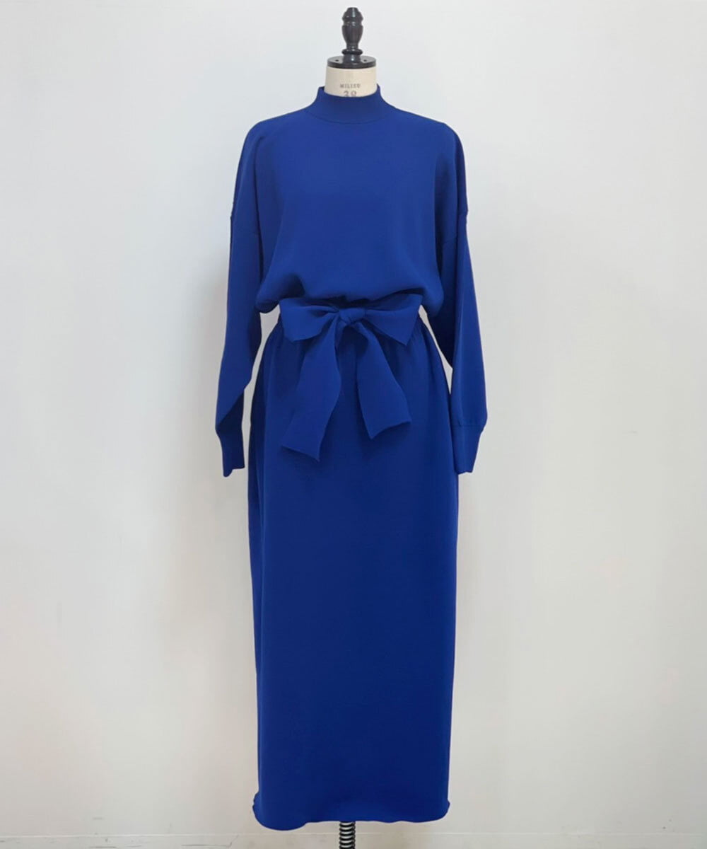 CAEAR04396 blue serge(ブルーサージ) ロロピアーナウールシックドレス ブルー