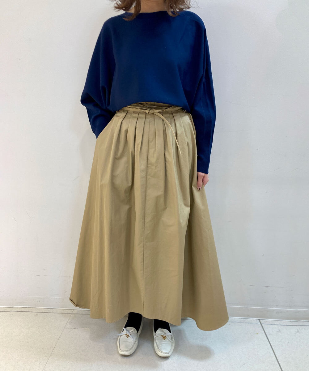 ハイカウントツイルギャザースカート(ミモレ丈スカート) | blue serge