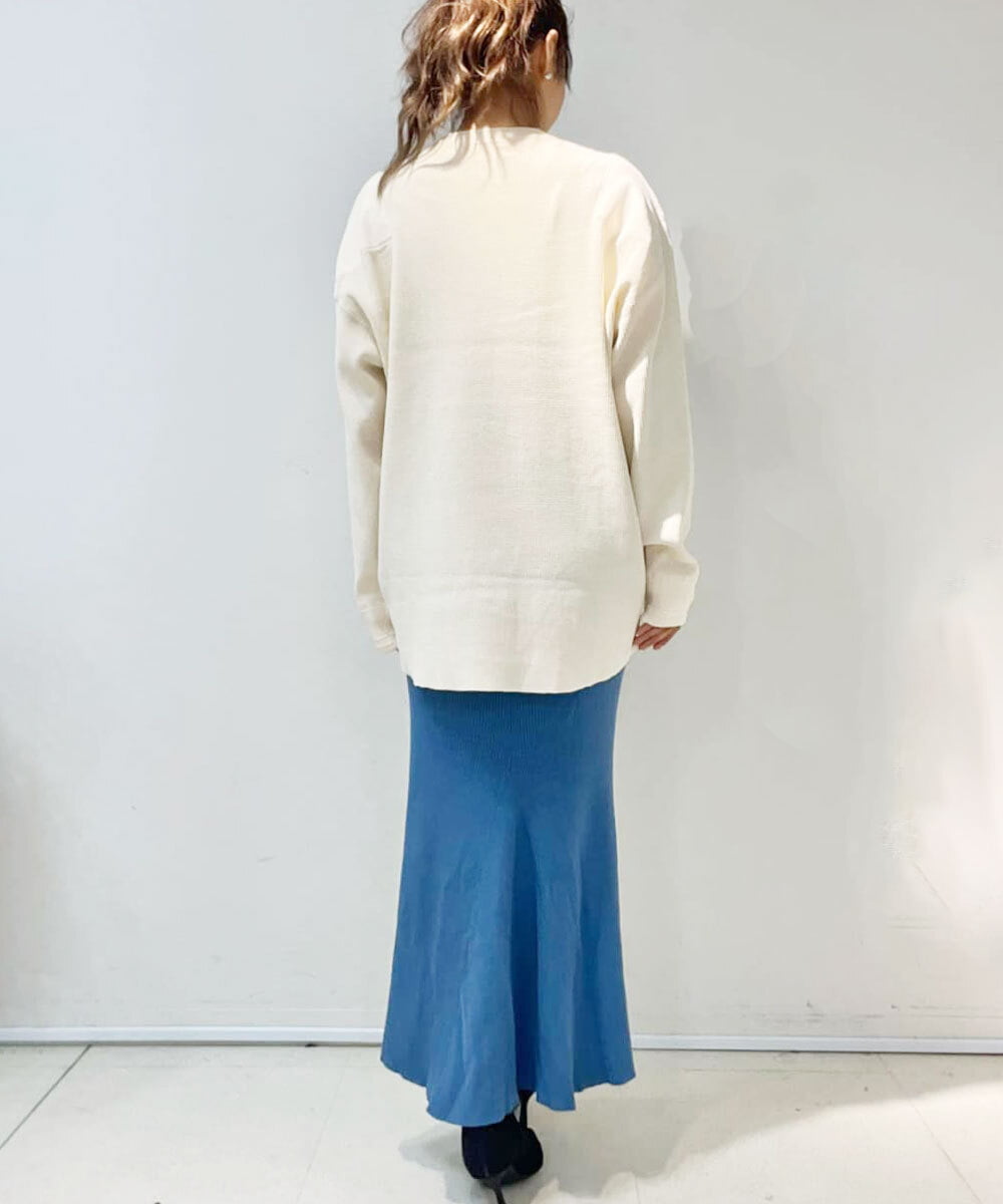 アシメトリーニットタイトスカート(ロング・マキシ丈スカート) | blue