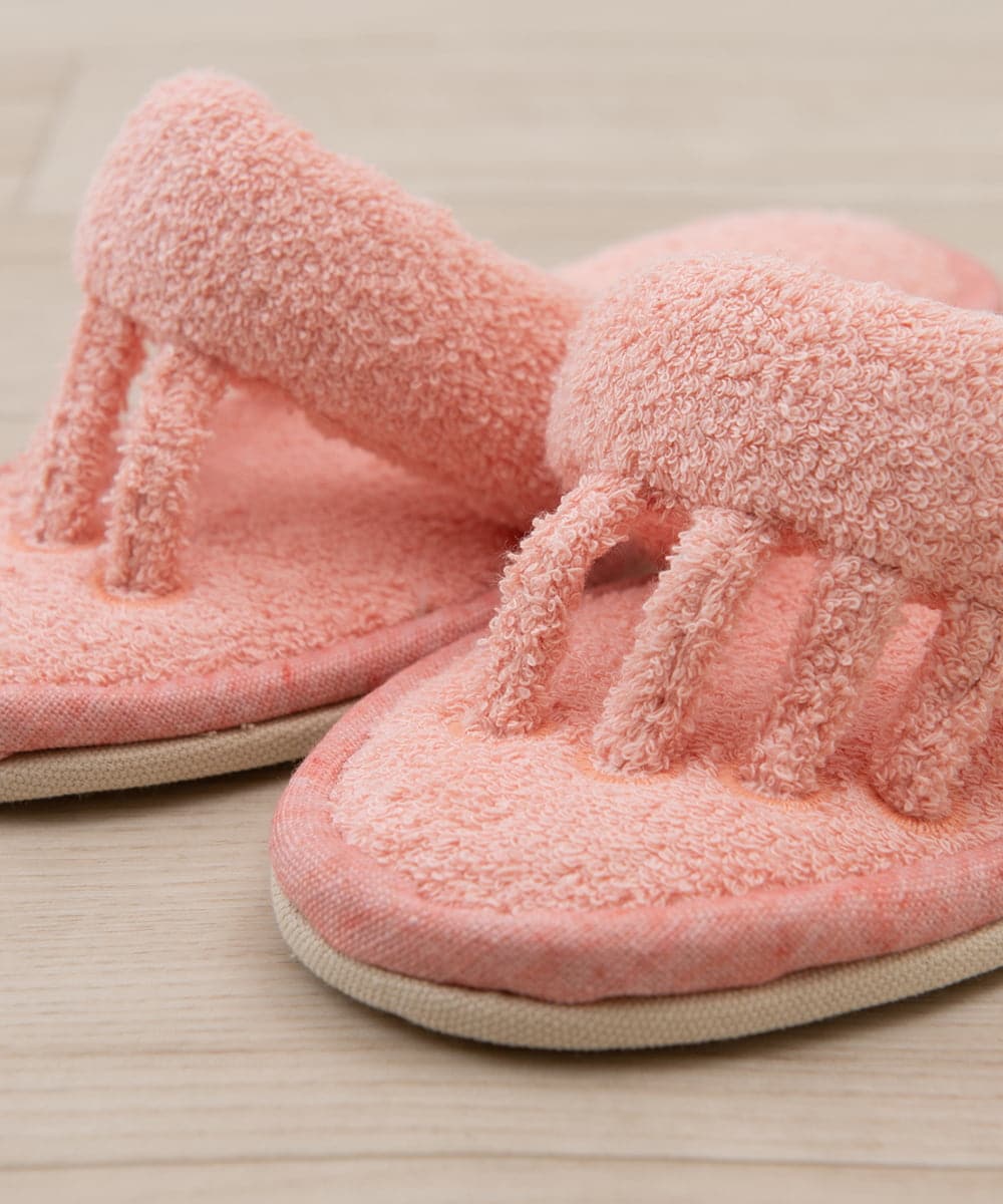 CFYHD06028 BUYERS SELECT(バイヤーズ セレクト) 【senko】SDS/87o（ハナオ）タオル地5本指スリッパ/ルポ コーラルピンク