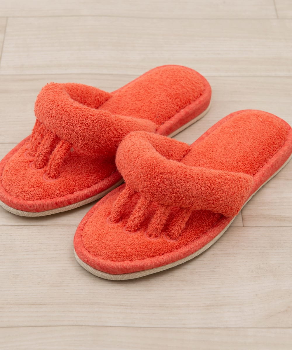 CFYHD06028 BUYERS SELECT(バイヤーズ セレクト) 【senko】SDS/87o（ハナオ）タオル地5本指スリッパ/ルポ オレンジ