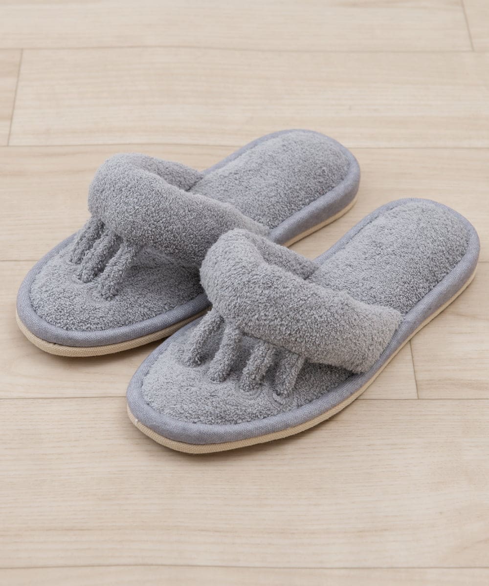 CFYHD06028 BUYERS SELECT(バイヤーズ セレクト) 【senko】SDS/87o（ハナオ）タオル地5本指スリッパ/ルポ グレー