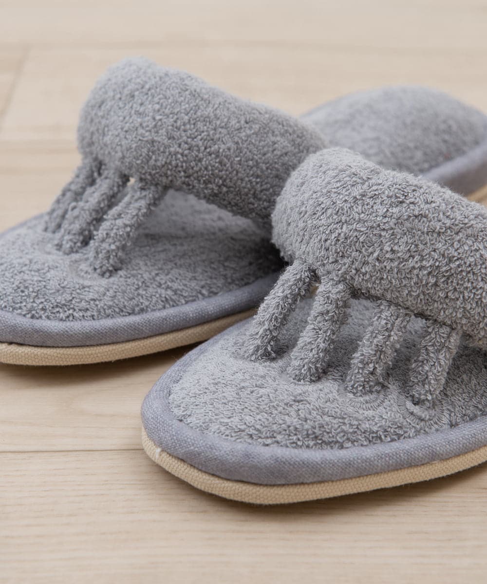 CFYHD06028 BUYERS SELECT(バイヤーズ セレクト) 【senko】SDS/87o（ハナオ）タオル地5本指スリッパ/ルポ グレー