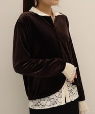 CTBAG06053 TONEA(トネア) 2WAY 起毛フラワーレーストップス ブラック