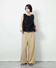 CTBID01060 TONEA(トネア) フラワー刺繍 バルーンノースリーブブラウス ホワイト