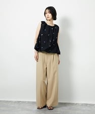 CTBID01060 TONEA(トネア) フラワー刺繍 バルーンノースリーブブラウス ホワイト