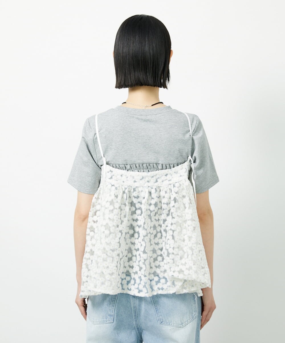 CTBID02055 TONEA チュールフラワー刺繍キャミ ホワイト