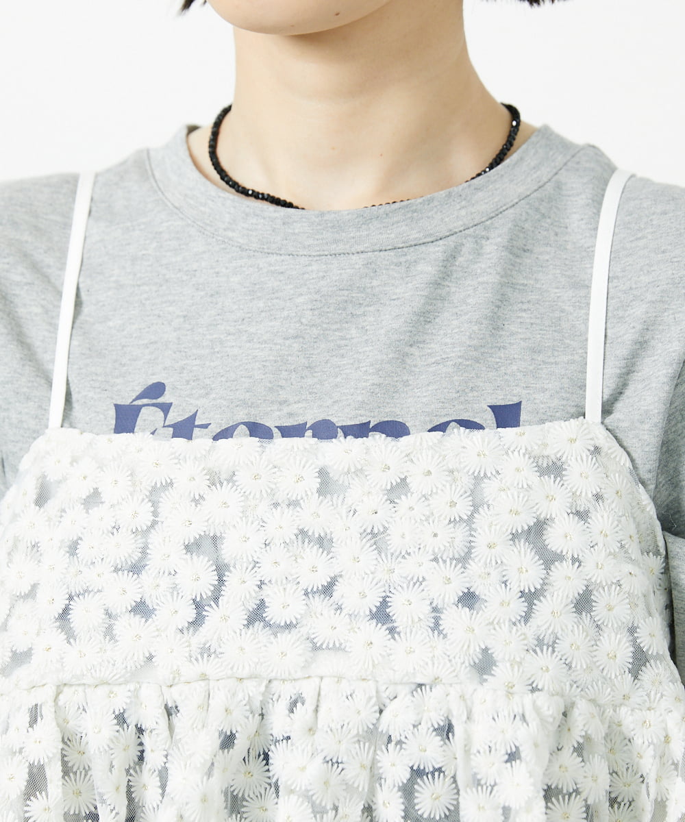 CTBID02055 TONEA チュールフラワー刺繍キャミ ホワイト