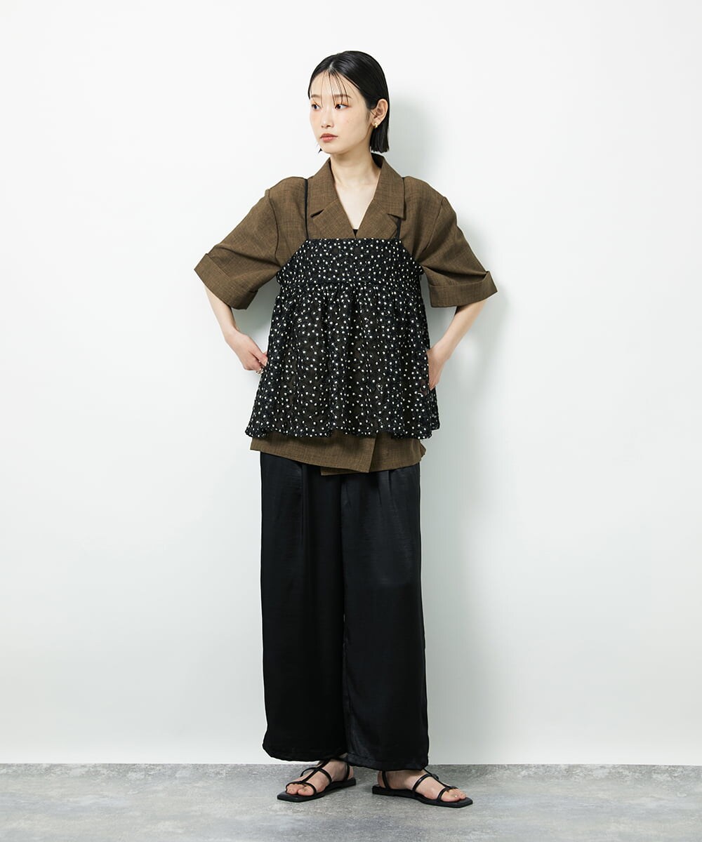 CTBID02055 TONEA チュールフラワー刺繍キャミ ホワイト