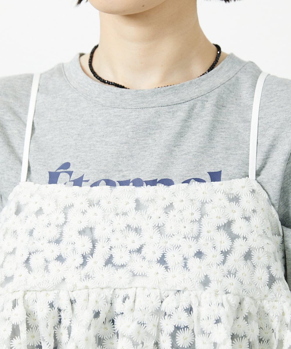 CTBID02055 TONEA(トネア) チュールフラワー刺繍キャミ ブラック