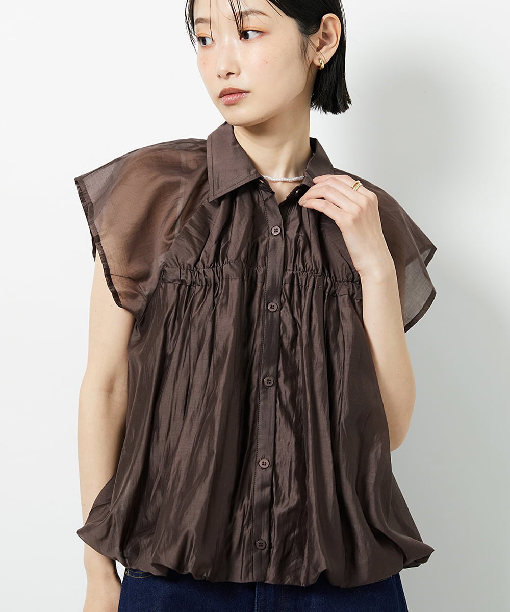 CTBID03054 TONEA(トネア) シアーバルーンシャーリングシャツ ブラウン