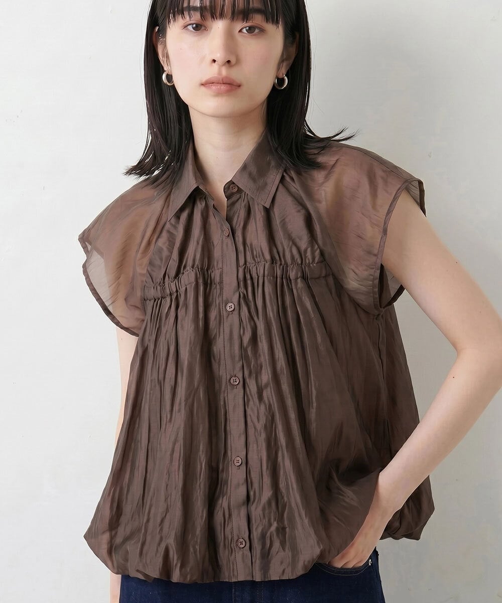 CTBID03054 TONEA(トネア) シアーバルーンシャーリングシャツ ブラウン