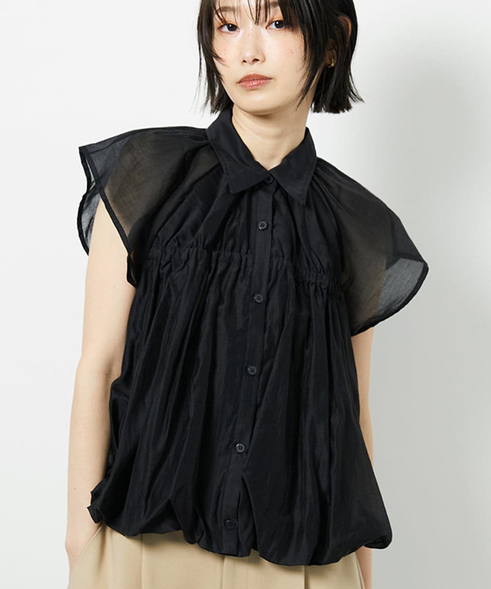CTBID03054 TONEA(トネア) シアーバルーンシャーリングシャツ ブラック