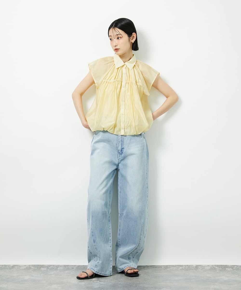 CTBID03054 TONEA(トネア) シアーバルーンシャーリングシャツ ブラック