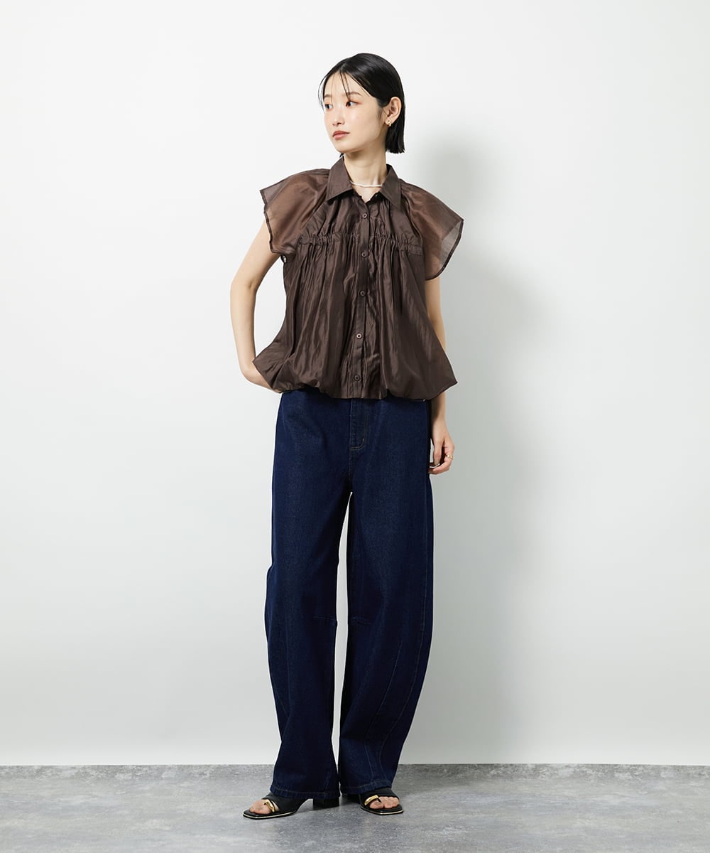 CTBID03054 TONEA(トネア) シアーバルーンシャーリングシャツ ブラック