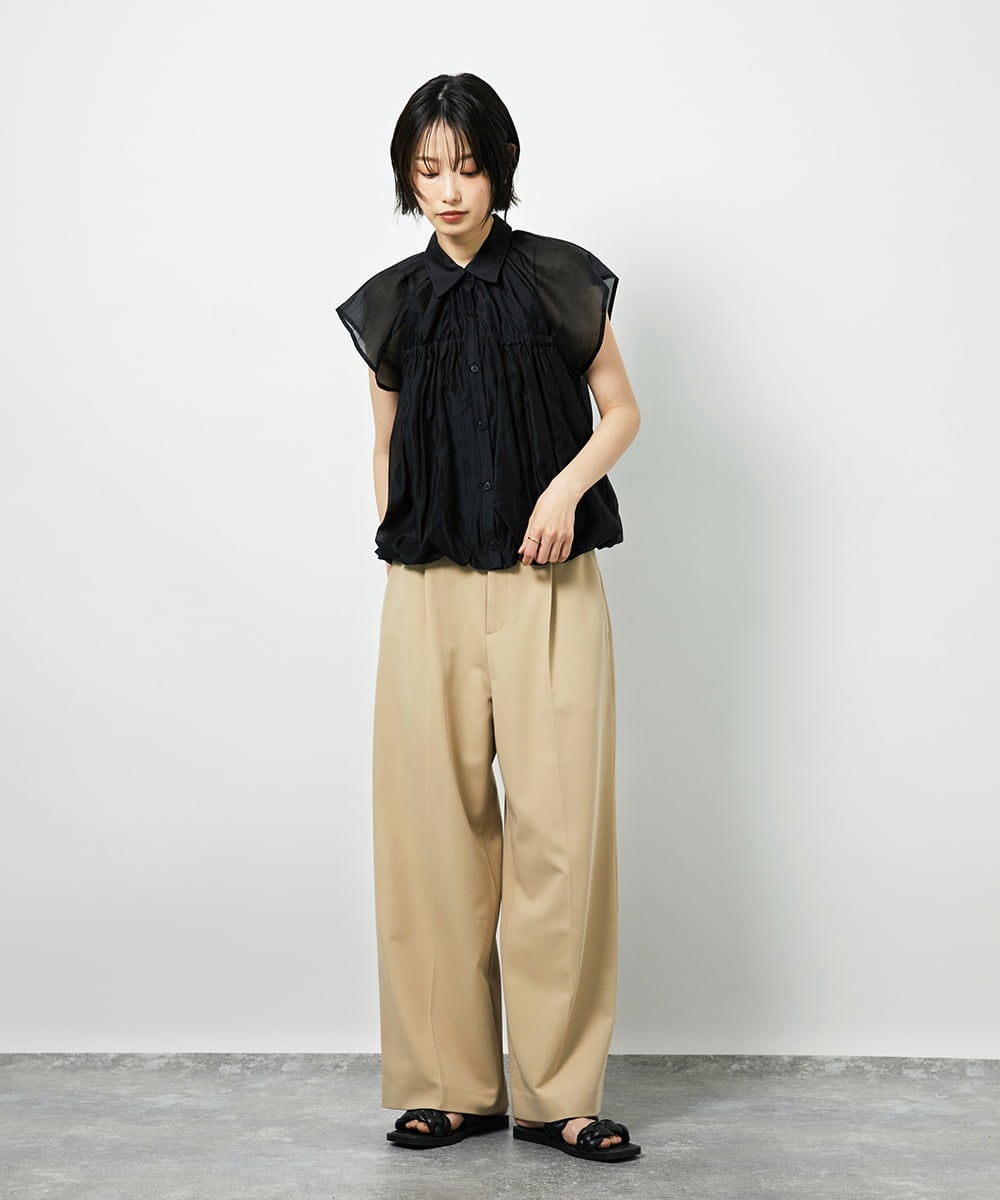 CTBID03054 TONEA(トネア) シアーバルーンシャーリングシャツ ブラック