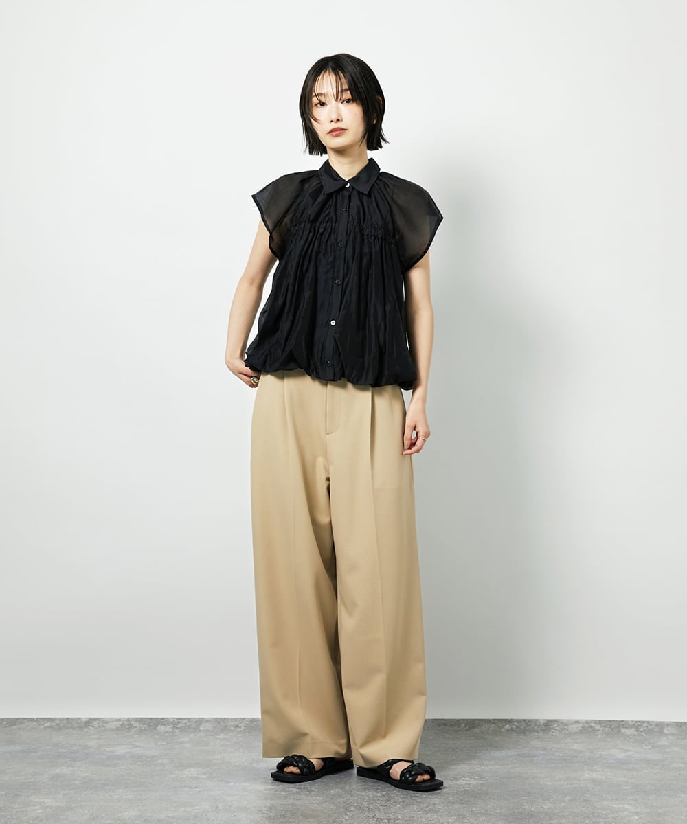 CTBID03054 TONEA(トネア) シアーバルーンシャーリングシャツ ブラック