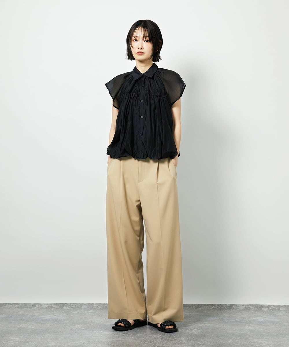 CTBID03054 TONEA(トネア) シアーバルーンシャーリングシャツ ブラック