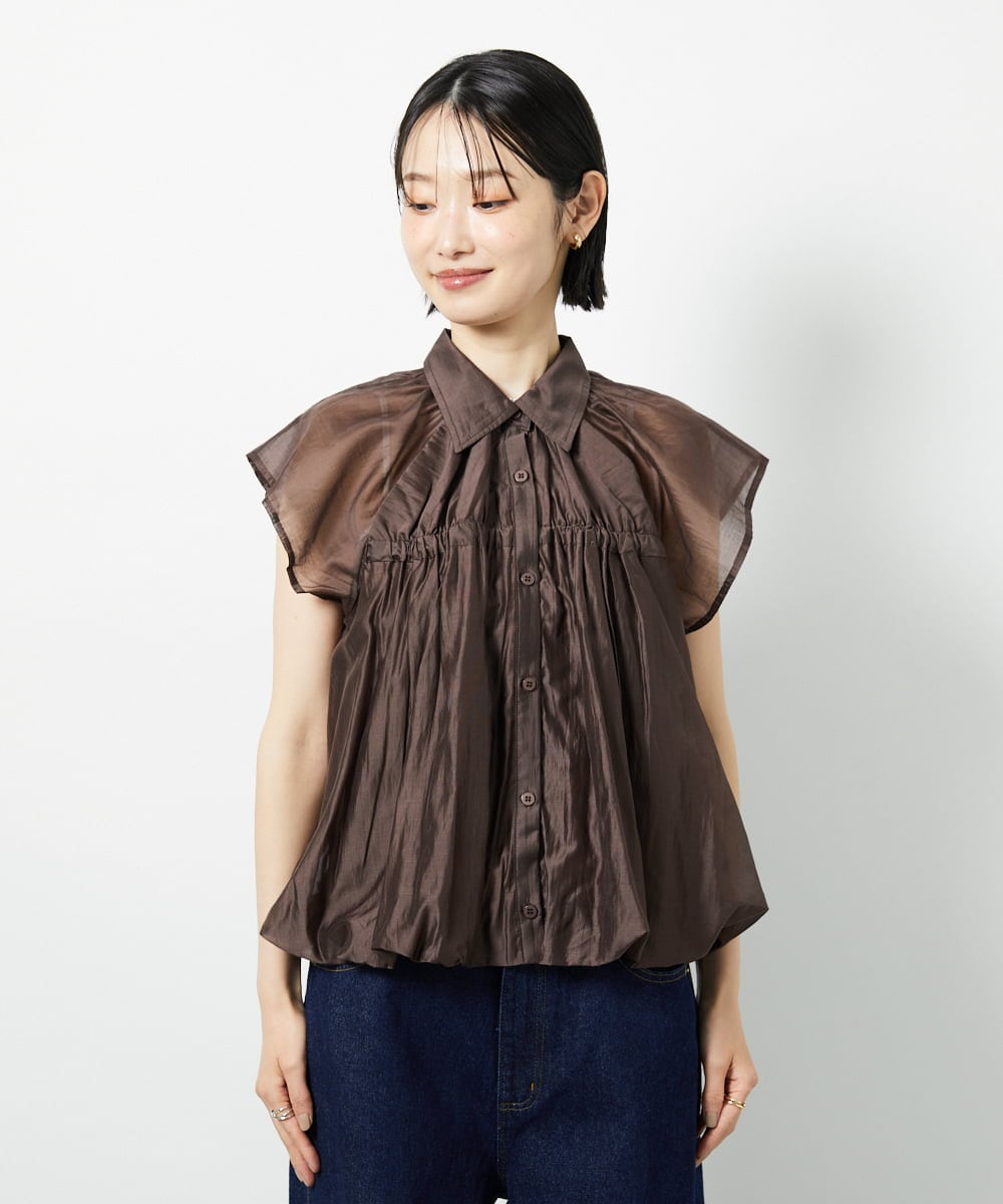 CTBID03054 TONEA(トネア) シアーバルーンシャーリングシャツ ブラック