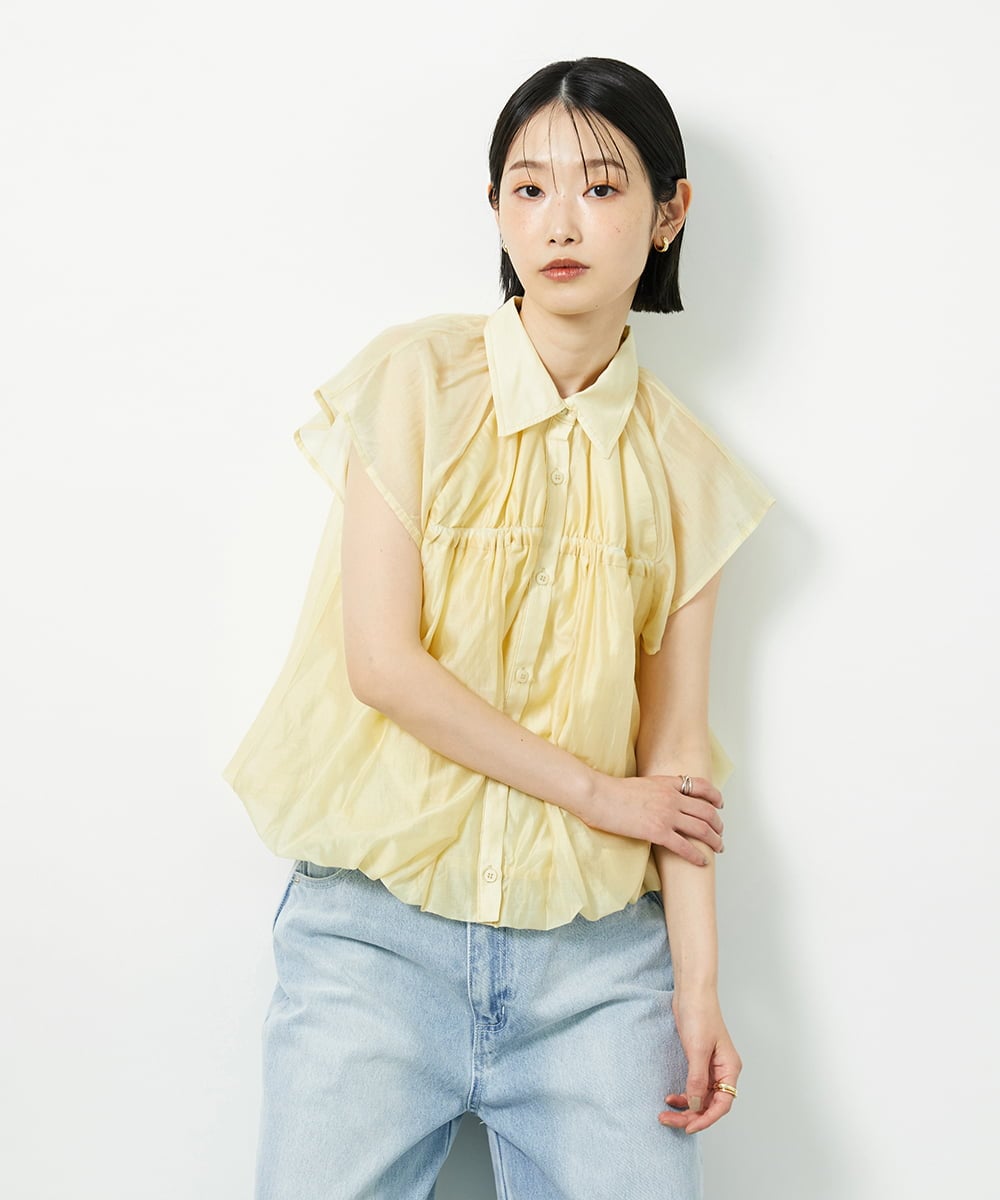 CTBID03054 TONEA(トネア) シアーバルーンシャーリングシャツ ブラック