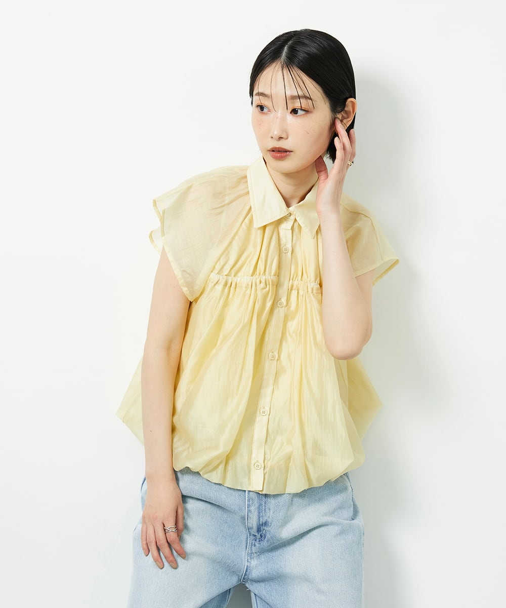 CTBID03054 TONEA(トネア) シアーバルーンシャーリングシャツ ブラック
