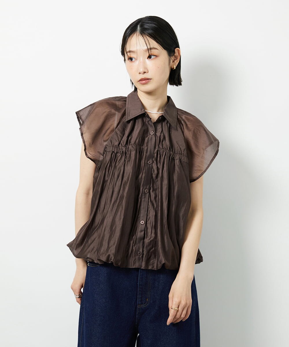 CTBID03054 TONEA(トネア) シアーバルーンシャーリングシャツ ブラック