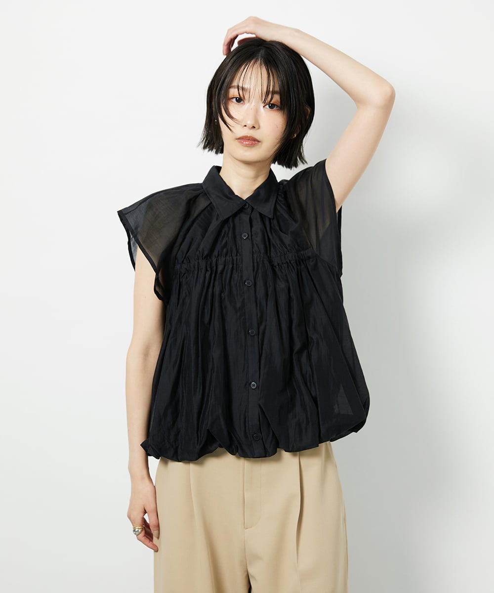 CTBID03054 TONEA(トネア) シアーバルーンシャーリングシャツ ブラック