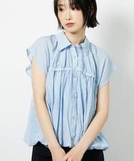 CTBID04054 TONEA ニュアンスストライプ バルーンシャーリングシャツ ライトブルー