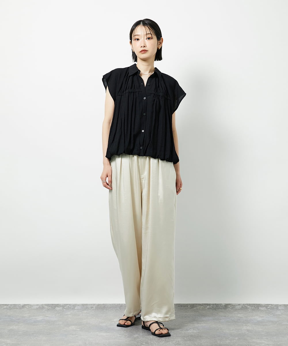 CTBID04054 TONEA(トネア) ニュアンスストライプ バルーンシャーリングシャツ ライトブルー