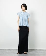 CTBID04054 TONEA(トネア) ニュアンスストライプ バルーンシャーリングシャツ ライトブルー