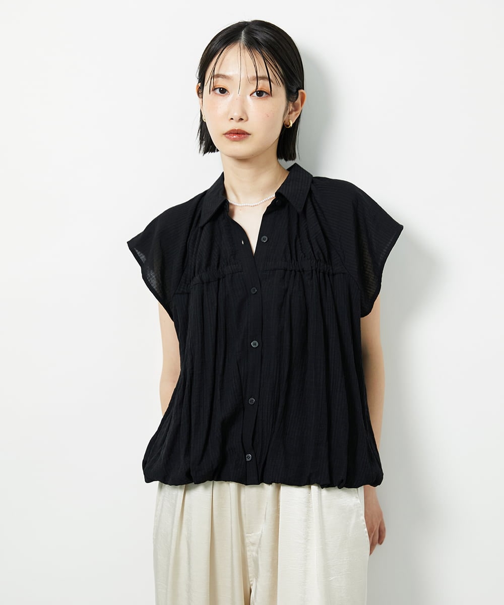 CTBID04054 TONEA(トネア) ニュアンスストライプ バルーンシャーリングシャツ ライトブルー