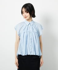 CTBID04054 TONEA(トネア) ニュアンスストライプ バルーンシャーリングシャツ ライトブルー