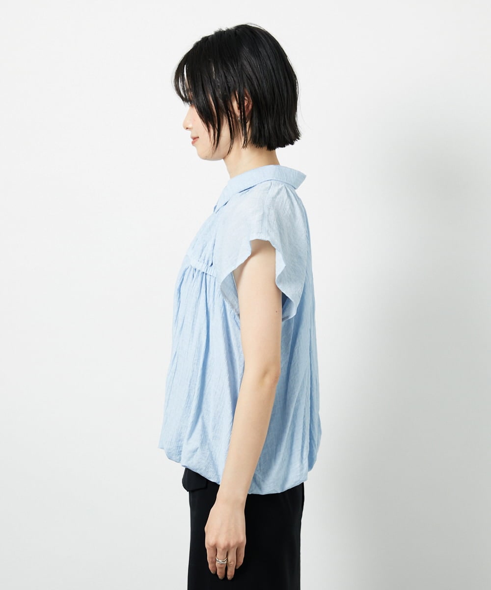 CTBID04054 TONEA(トネア) ニュアンスストライプ バルーンシャーリングシャツ ライトブルー
